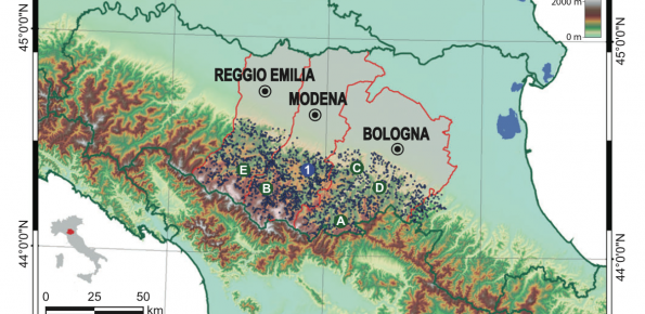 E2C2 Project - Map of historical landslides in the Emilia-Romagna Region, Italy
