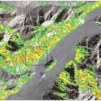 Erbanno (Lombardy). Map of rock fall count.