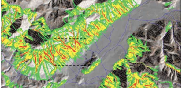 Erbanno (Lombardy). Map of rock fall count.